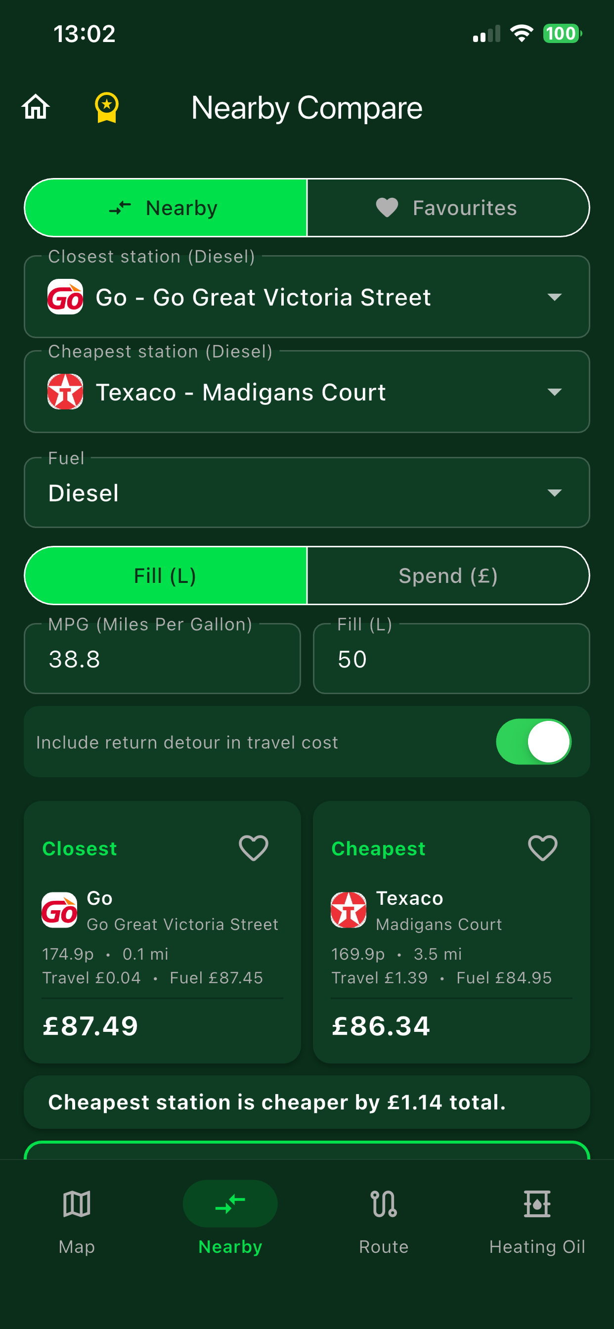 Nearby compare