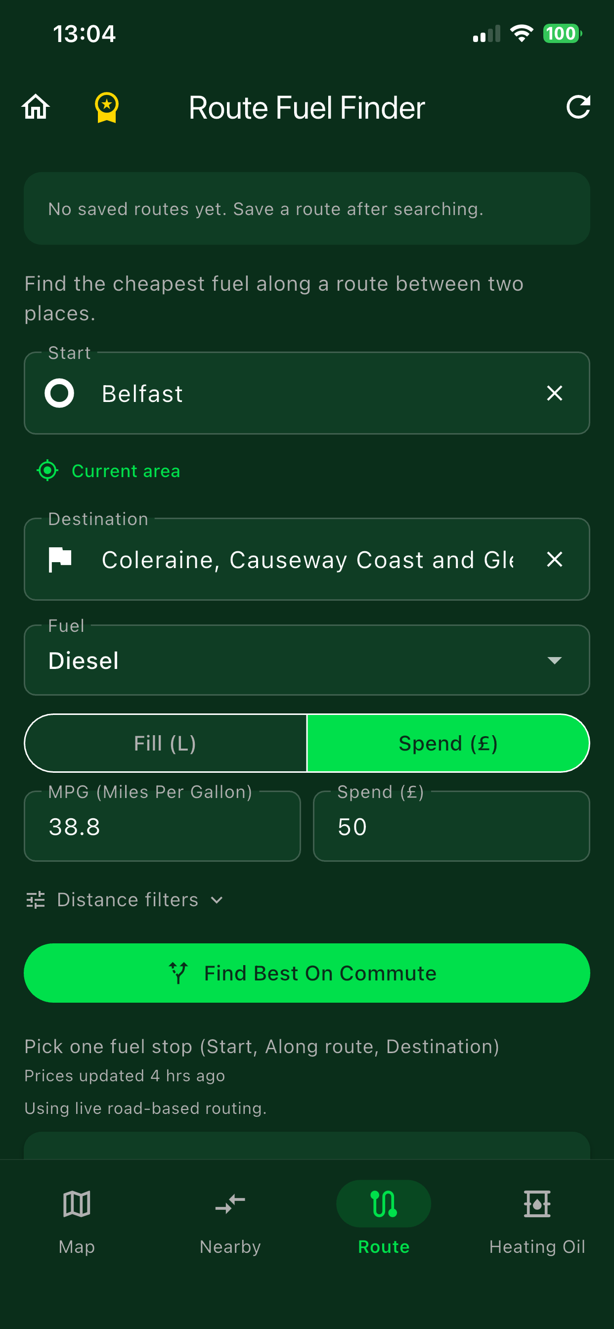 Route fuel finder